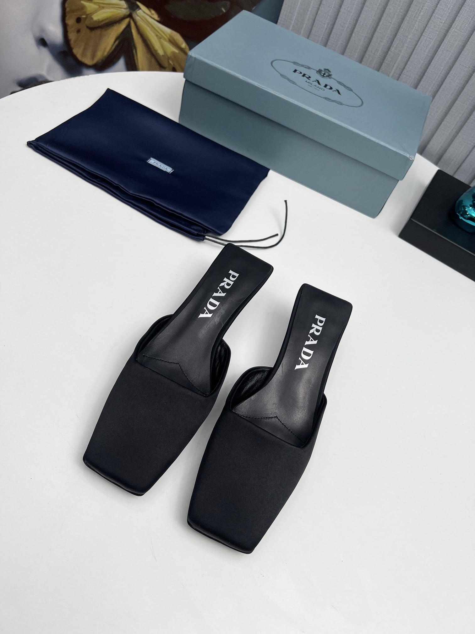 Prada Leather Mules Black