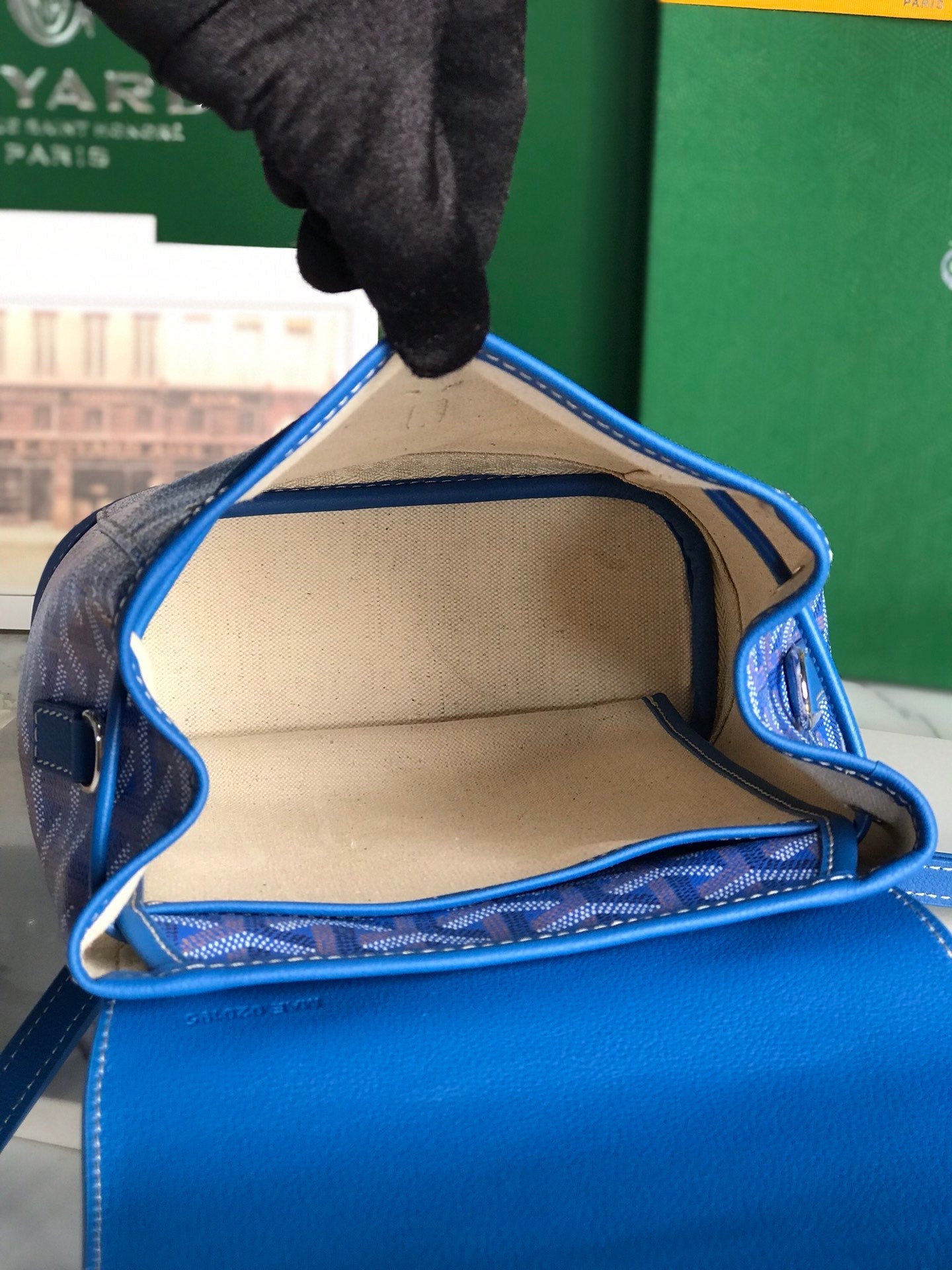 Goyard Alpin Mini Backpack 21 Cm Sapphire Blue Lambskin And Goyardine Canvas