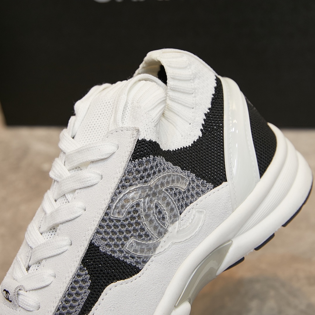 Chanel Cruise Sock Sneakers White Black