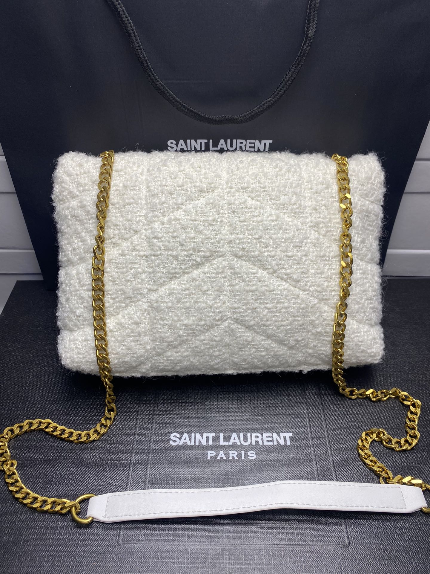 Saint Laurent Small Loulou Boucle Bag White 23Cm