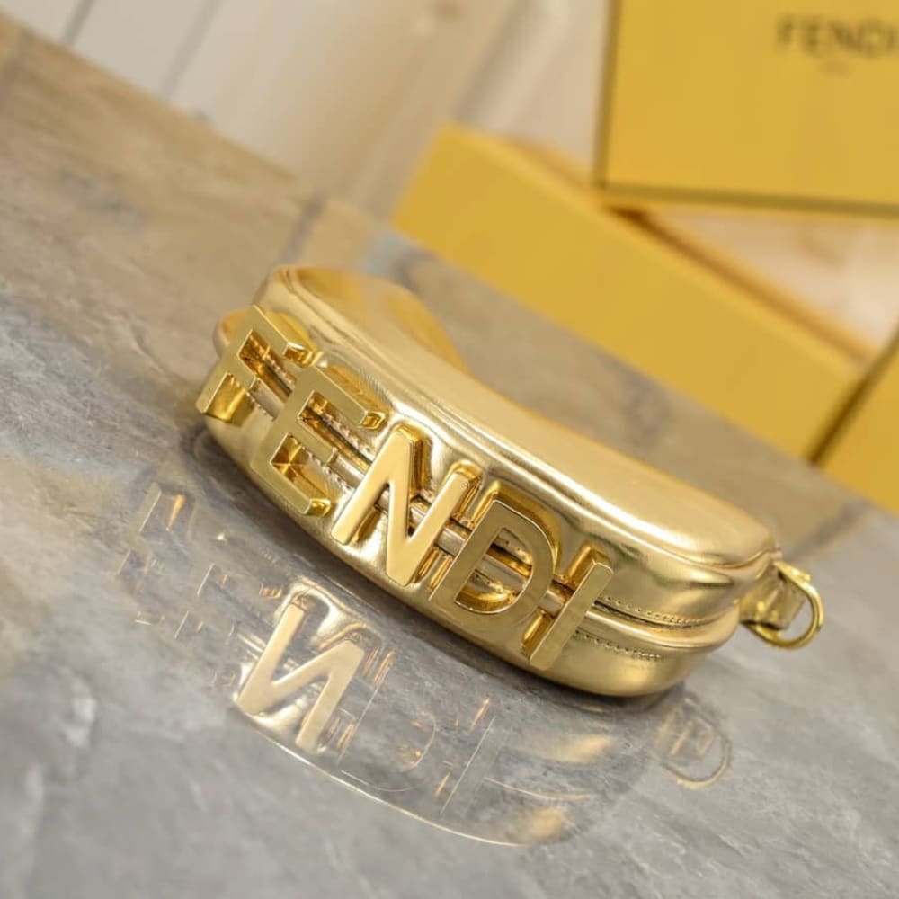 Fendi Nano Fendigraphy Mini Bag Metallic Gold 16Cm