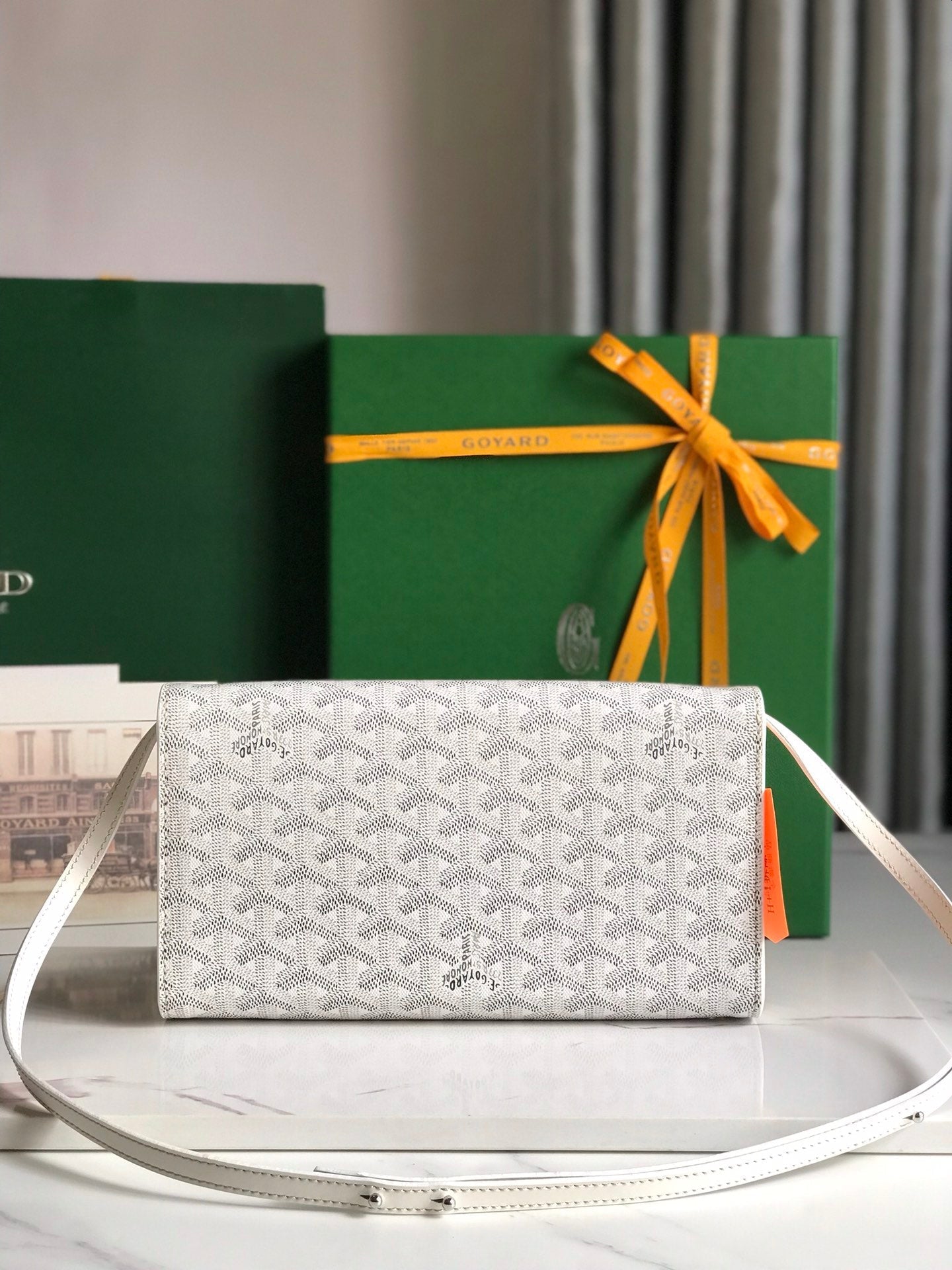 Goyard Monte-Carlo Pm Clutch 25 Cm White Goyardine Canvas