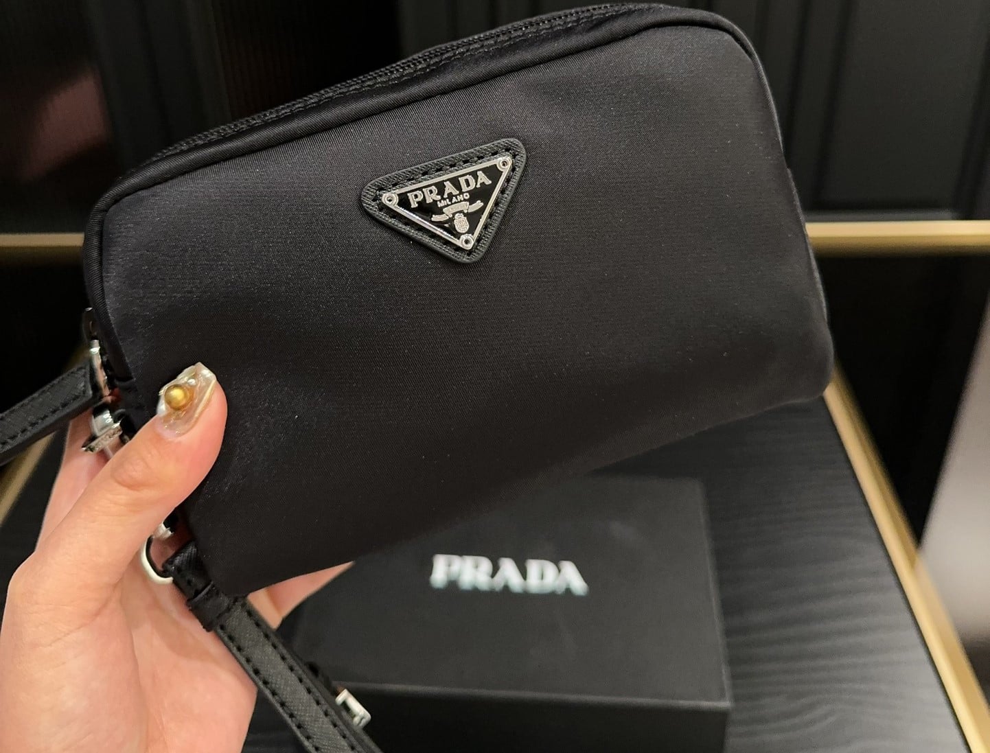 Prada Re Nylon Toiletry Bag Black 16Cm