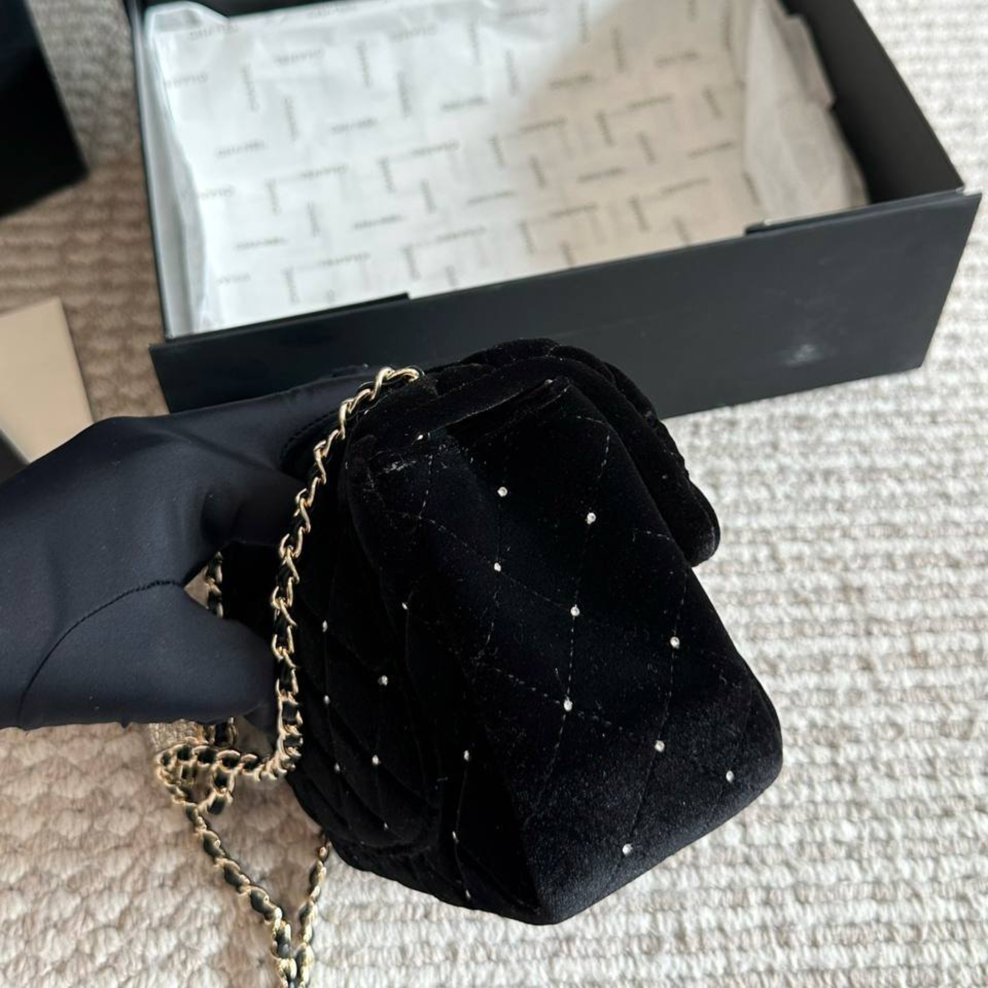 Chanel Mini Pearl Super Black Bag 17cm/6in