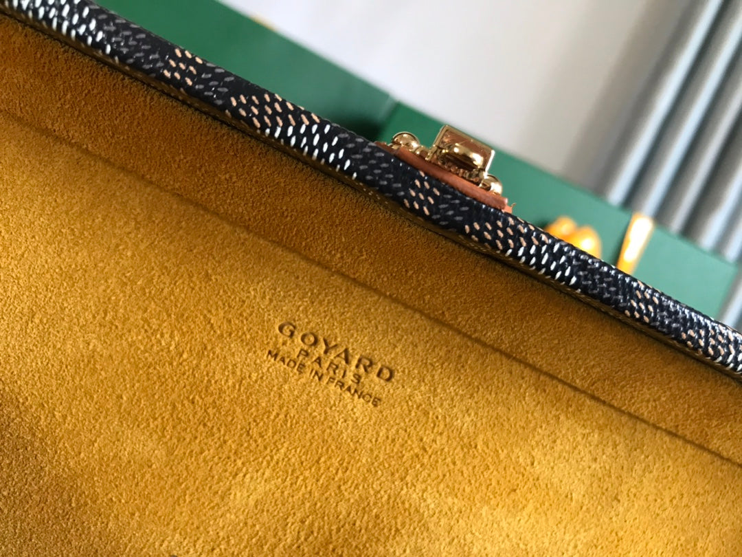 Goyard Grand Hôtel Trunk Bag 24.5cm Cm Black Goyardine Canvas And Tan Calfskin