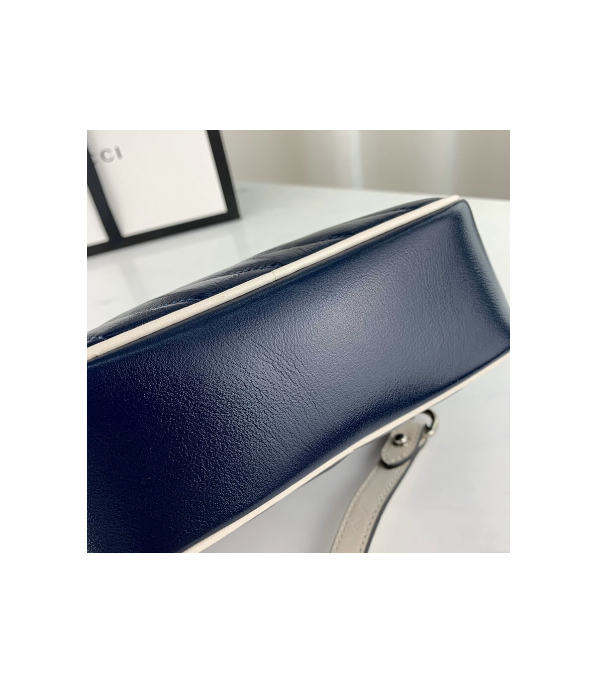 Gucci Diagonal GG Marmont Mini Bag Blue/White