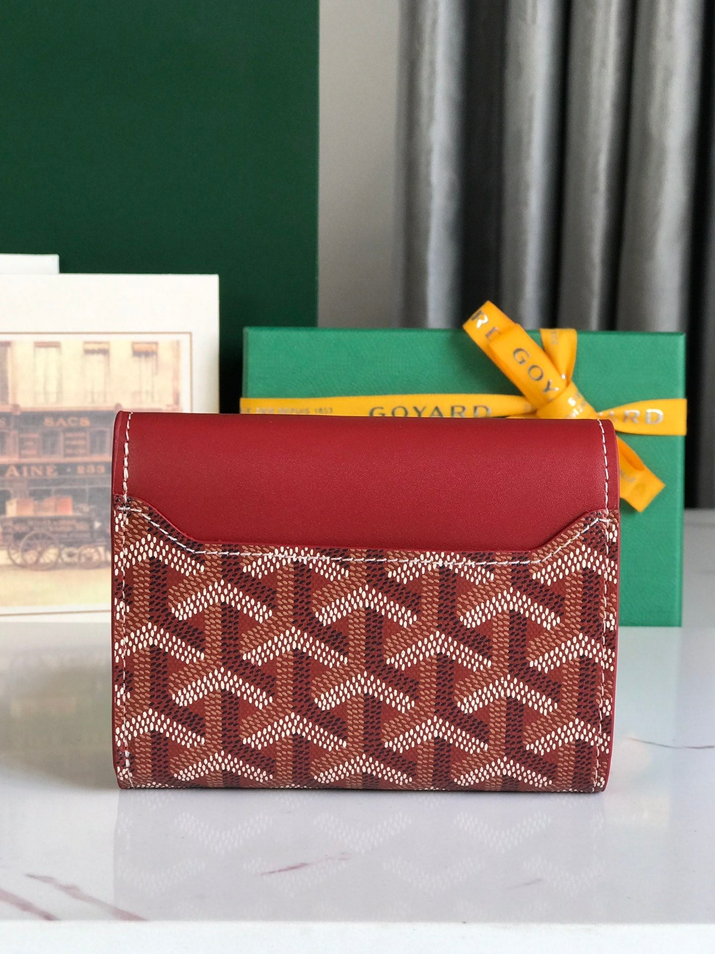 Goyard Saint-Gabriel Wallet Classic Red Calfskin And Goyardine Canvas 12cm