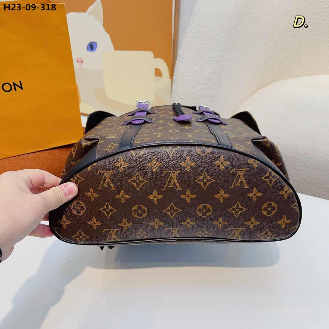 Louis Vuitton Christopher Backpack Monogram Macassar Canvas Brown And Purple 45Cm M46247