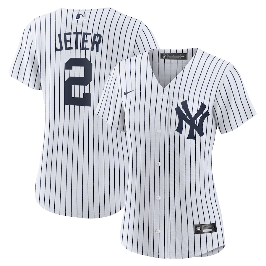 Derek Jeter New York Yankees Women's Home Player Name Jersey White/Navy