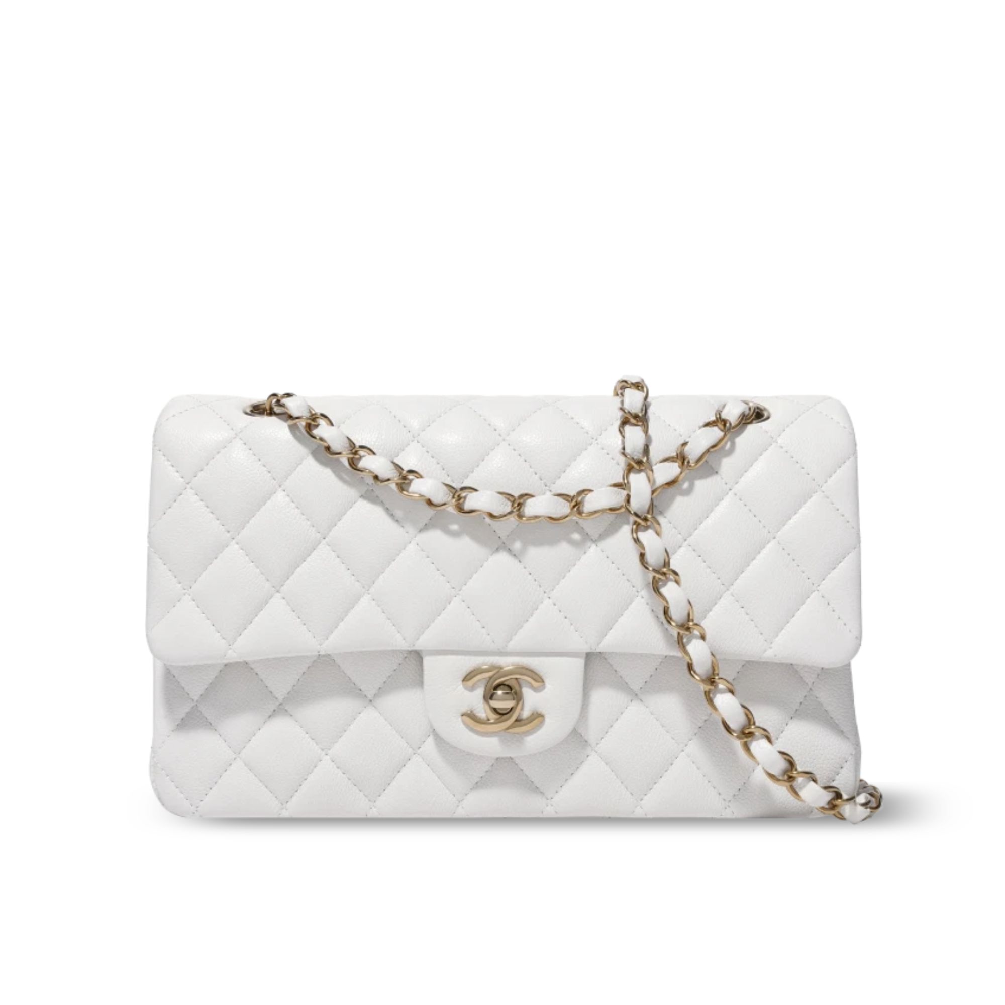 Chanel Classic Medium Handbag White 25Cm A01112