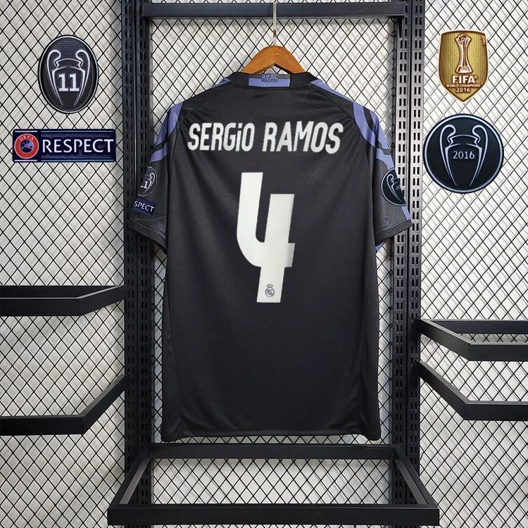 Retro 2016-17 Real Madrid Second Away Game RONALDO Benzema Bale Sergio Ramos ISCO KROOS Football jersey retro