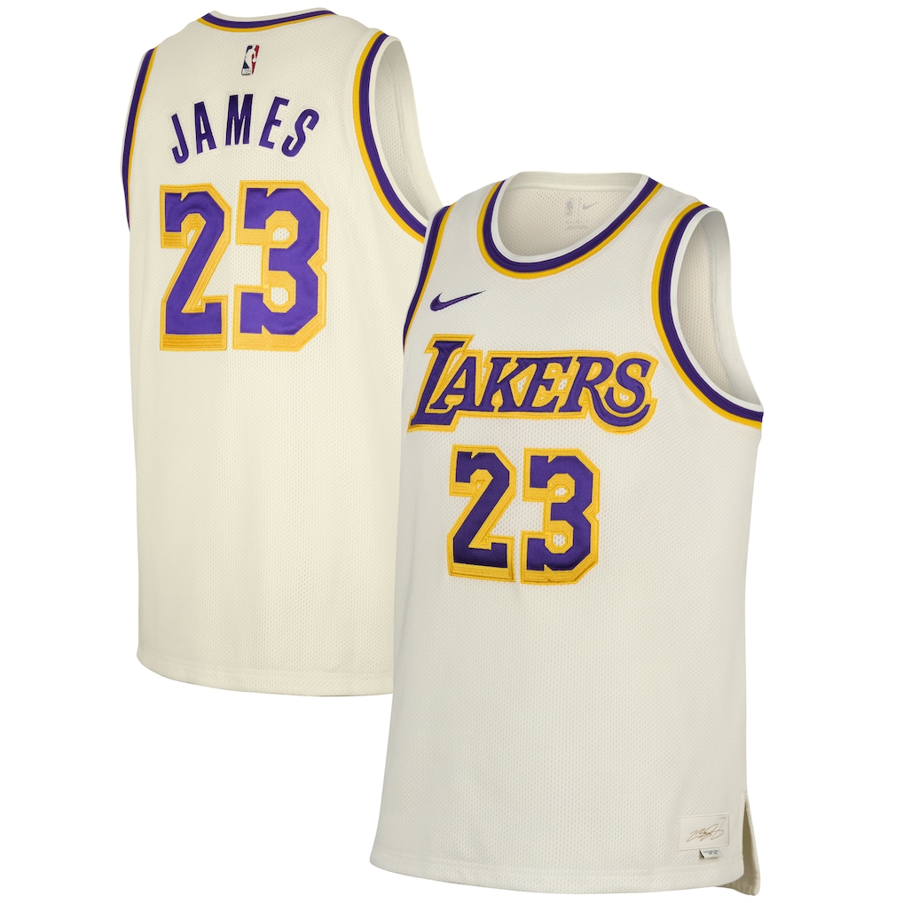 Men's Los Angeles Lakers LeBron James Nike White Forever King Association Authentic Jersey