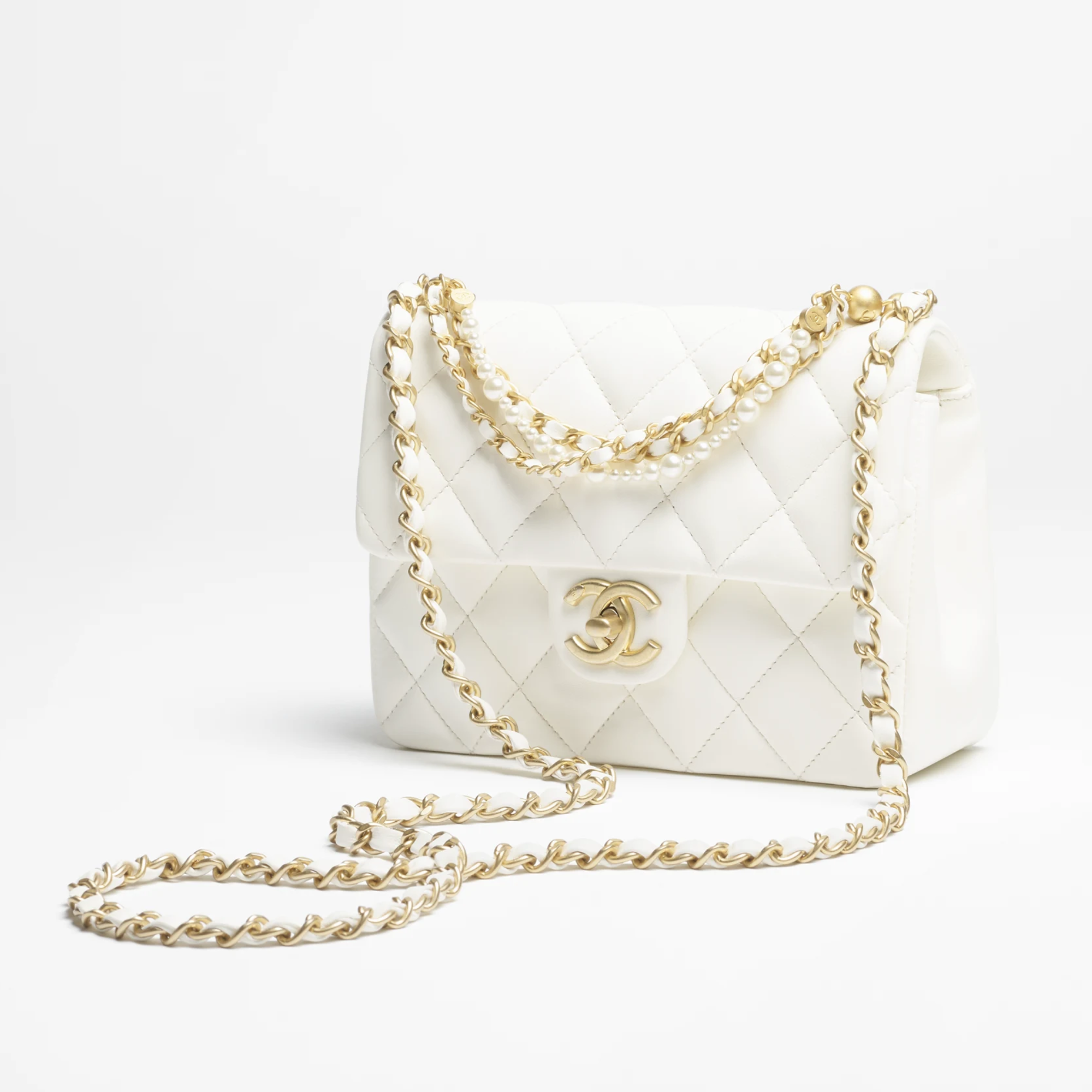 Chanel Mini Flap White Bag 22cm/8.9in
