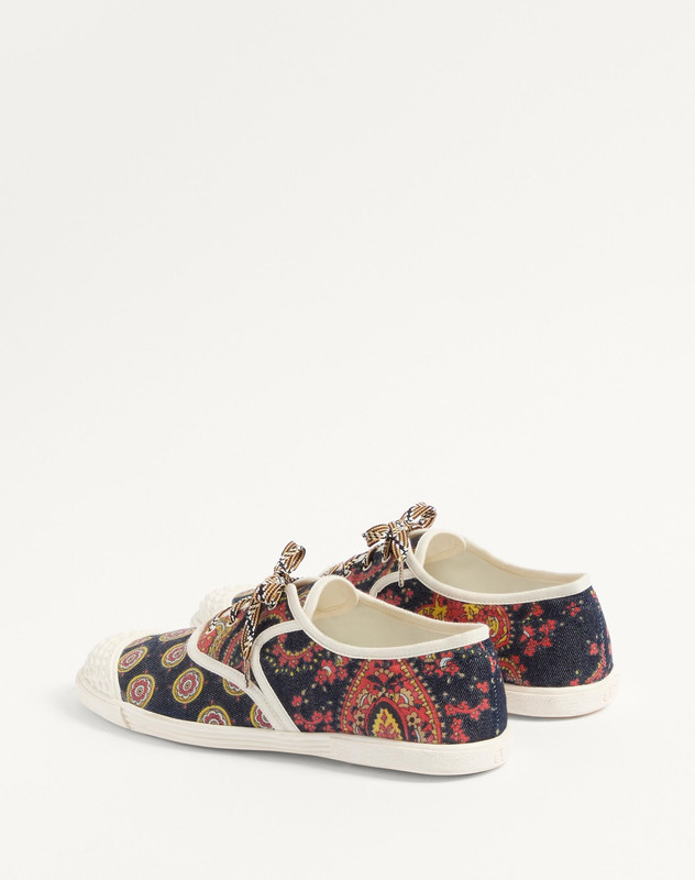 VALENTINO BAY BY BAY SNEAKERS IN VOYAGE IMAGINAIRE DENIM FABRIC