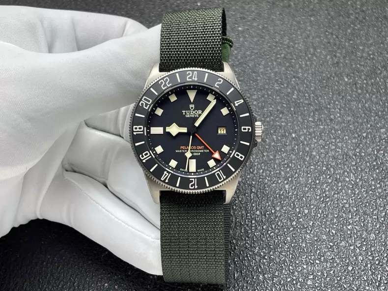 Tudor Pelagos FXD GMT 42mm Titanium Case Black Ceramic Bezel Green Fabric Strap