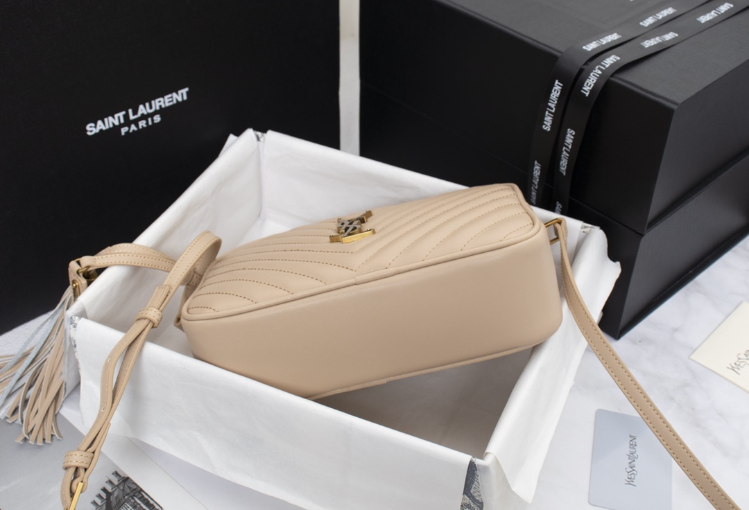 Saint Laurent Lou Camera Bag In Quilted Leather Beige Gold 23cm 612544DV7072721