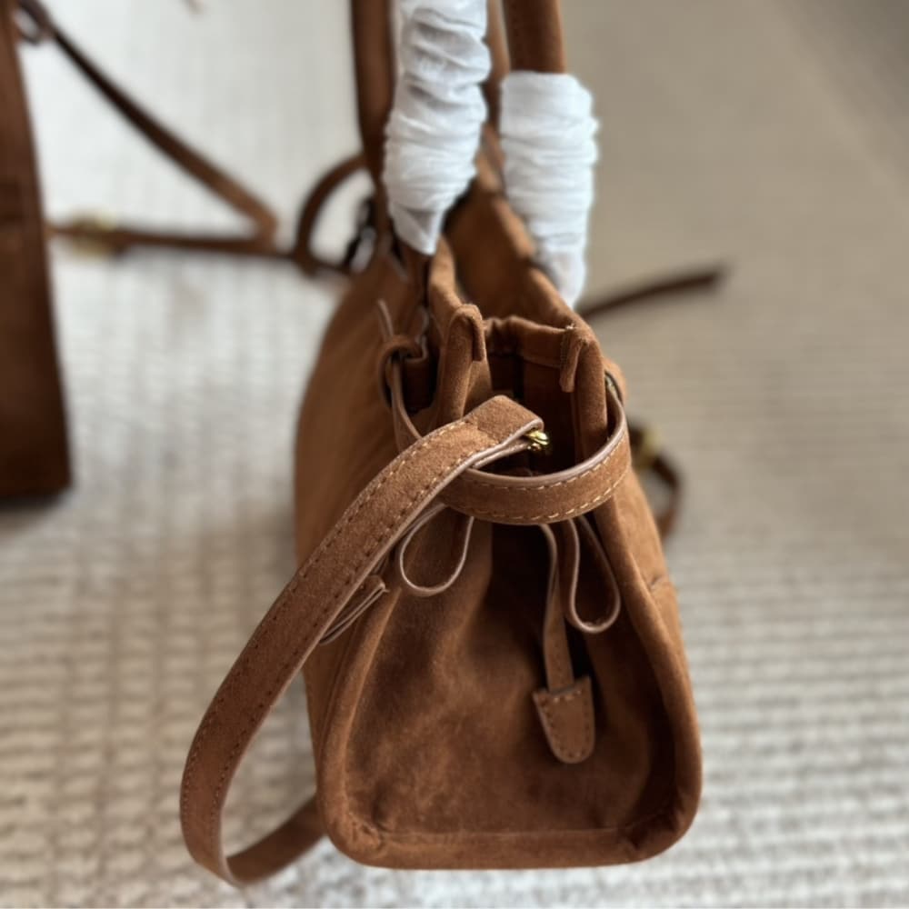 Prada Medium Suede Handbag Cocoa Brown 32Cm