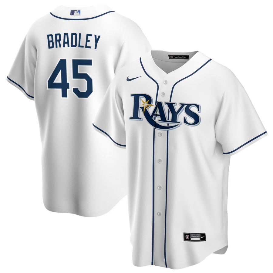Men's Tampa Bay Rays Nike White Home Replica  Jersey-BRADLEY