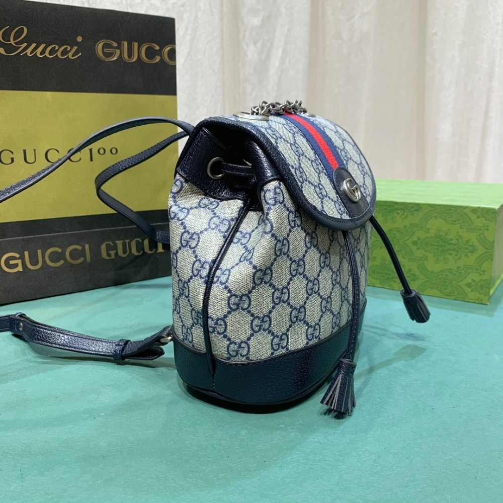 Gucci Ophidia Gg Supreme Canvas Mini Backpack Beige Blue 20Cm 795221 96Iwn 4076