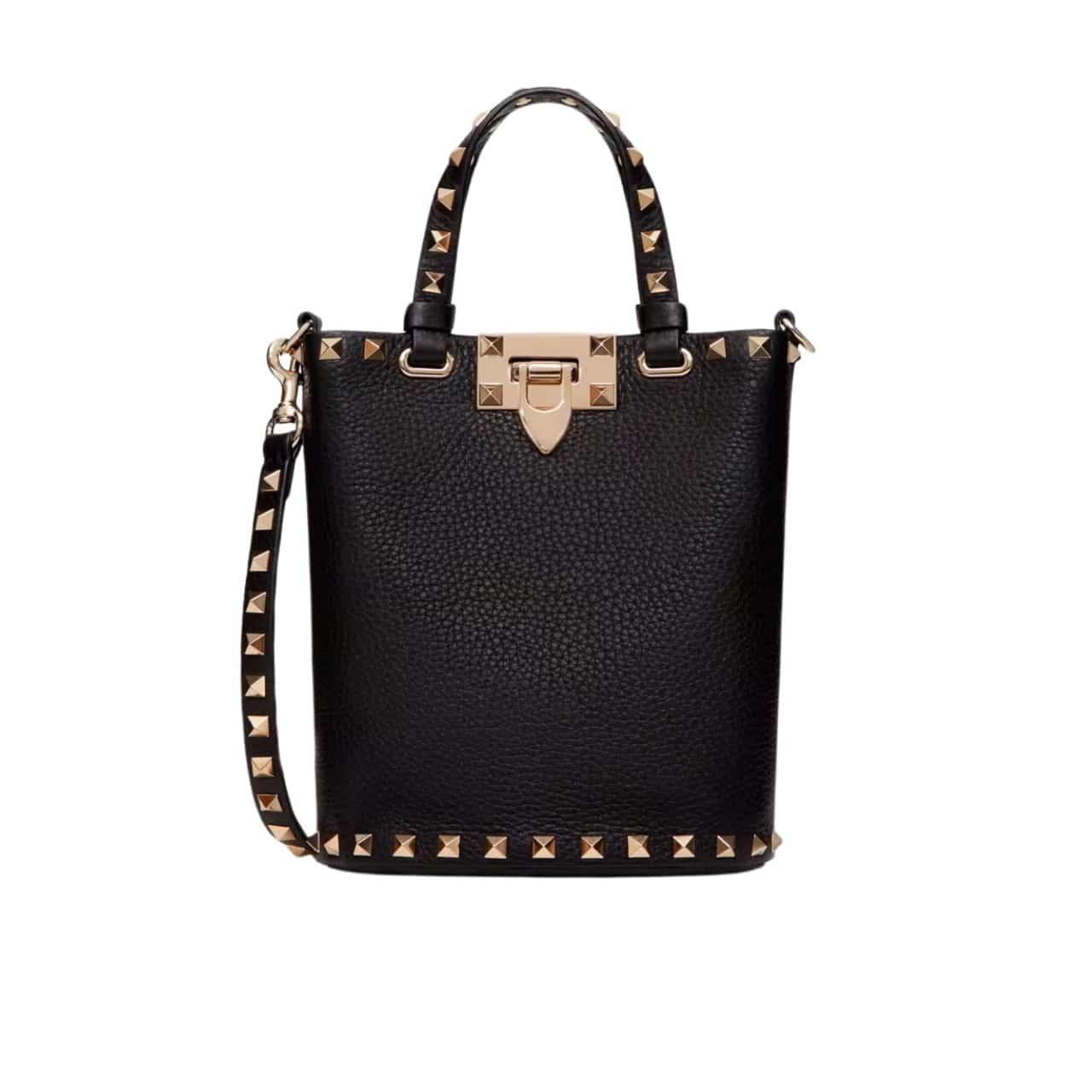 Valentino Rockstud Crossbody Pouch In Grainy Calfskin Black 16Cm 5W2P0W31Vsh 0No