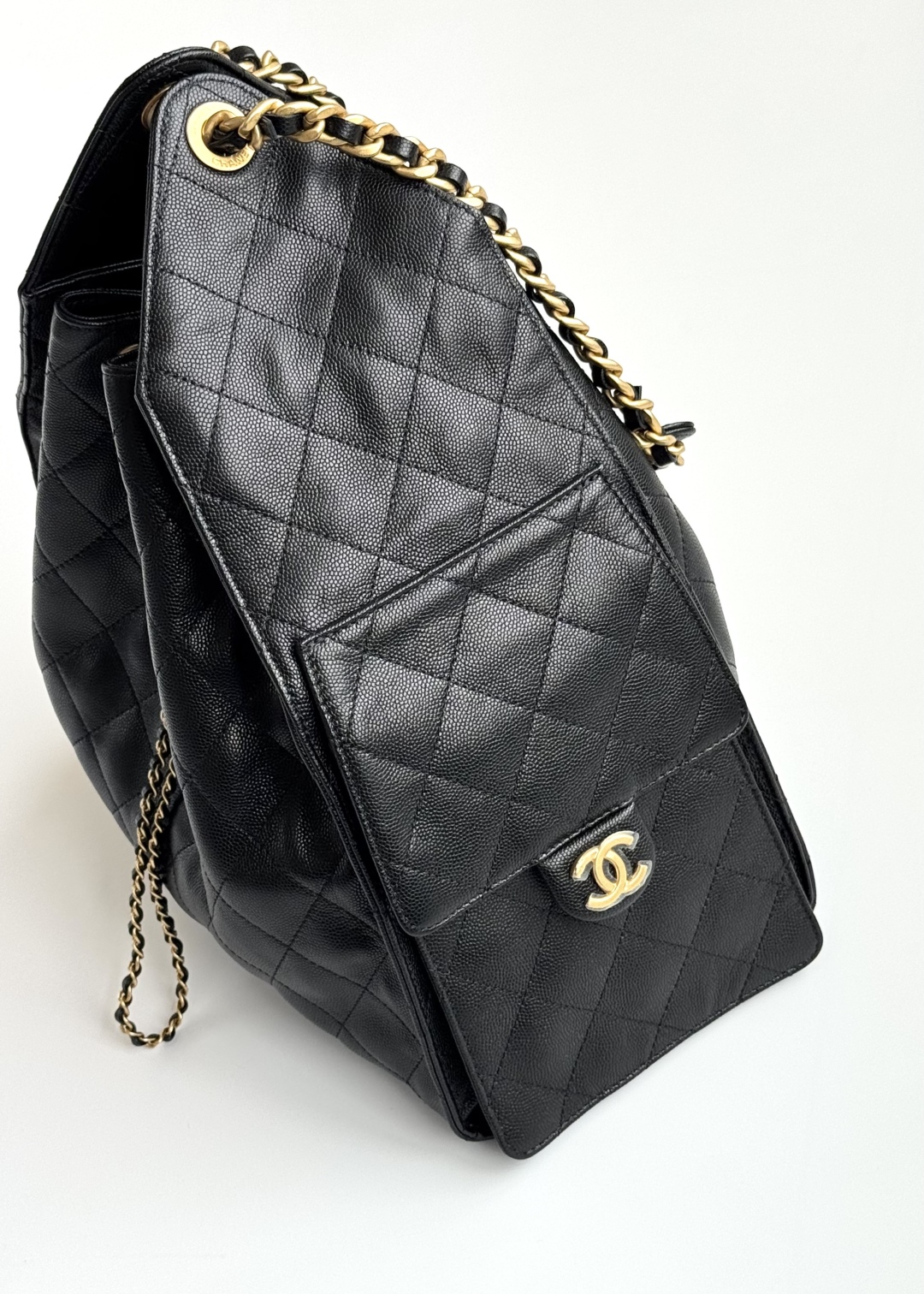 Chanel crossbody bag 25 Medium Handbag Grained Calfskin & Gold-Tone Metal Black 40cm/15.7in