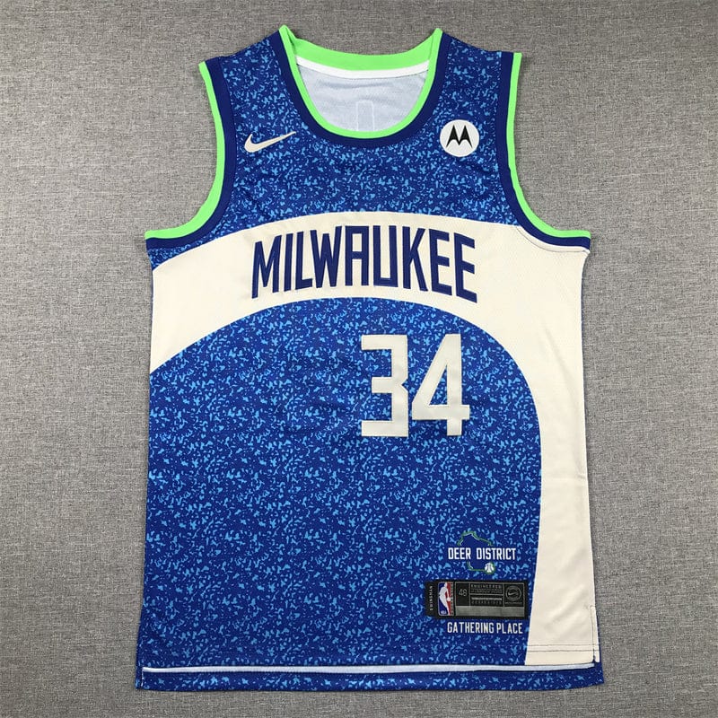 Men's Jersey 2024 Season Bucks #34 Blue City Edition ANTETOKOUNMPO