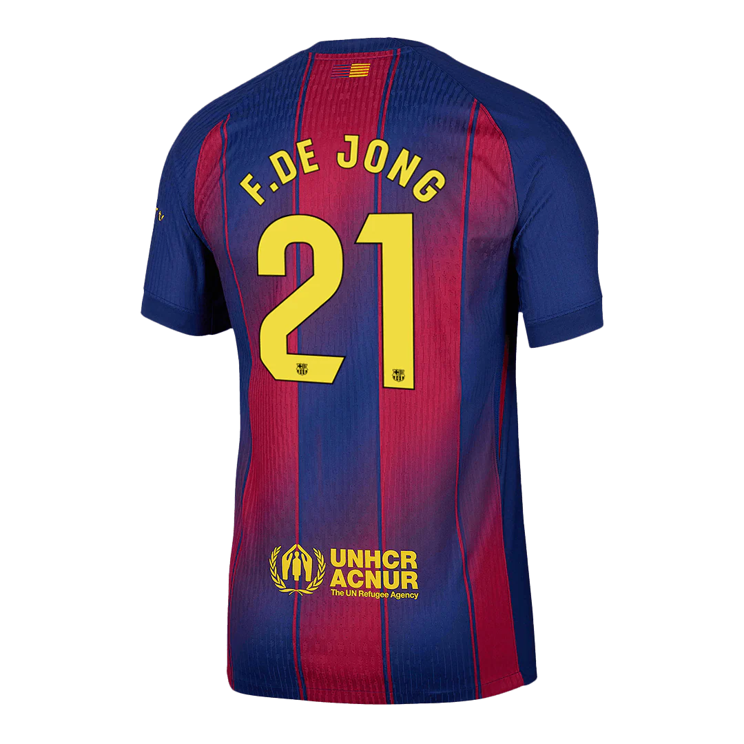 F.DE JONG #21 Barcelona Home Player Version Soccer Jersey 2025/26
