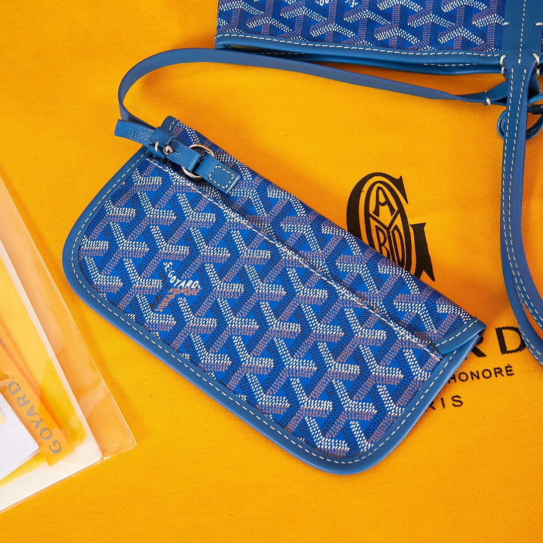 Goyard Saint Louis Pm 34Cm Blue Canvas Chevroches Calfskin