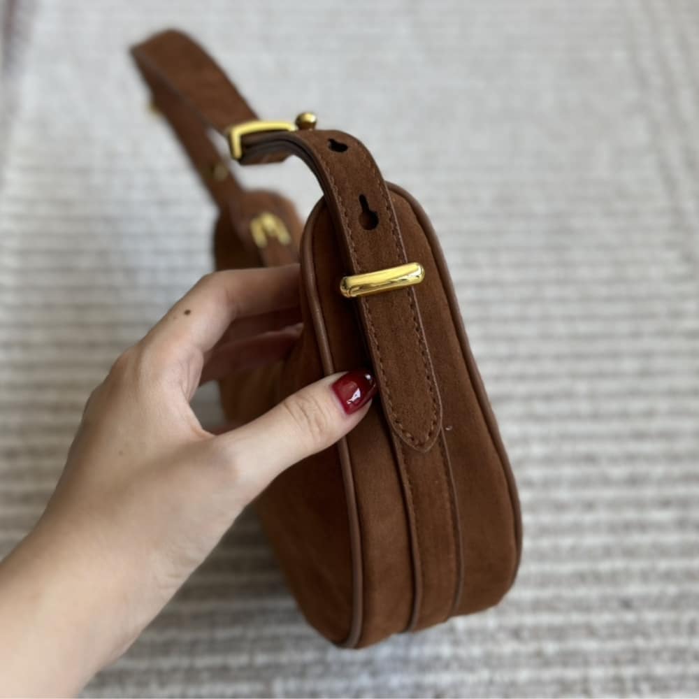 Prada Arqué Suede Shoulder Bag Cocoa Brown 22Cm
