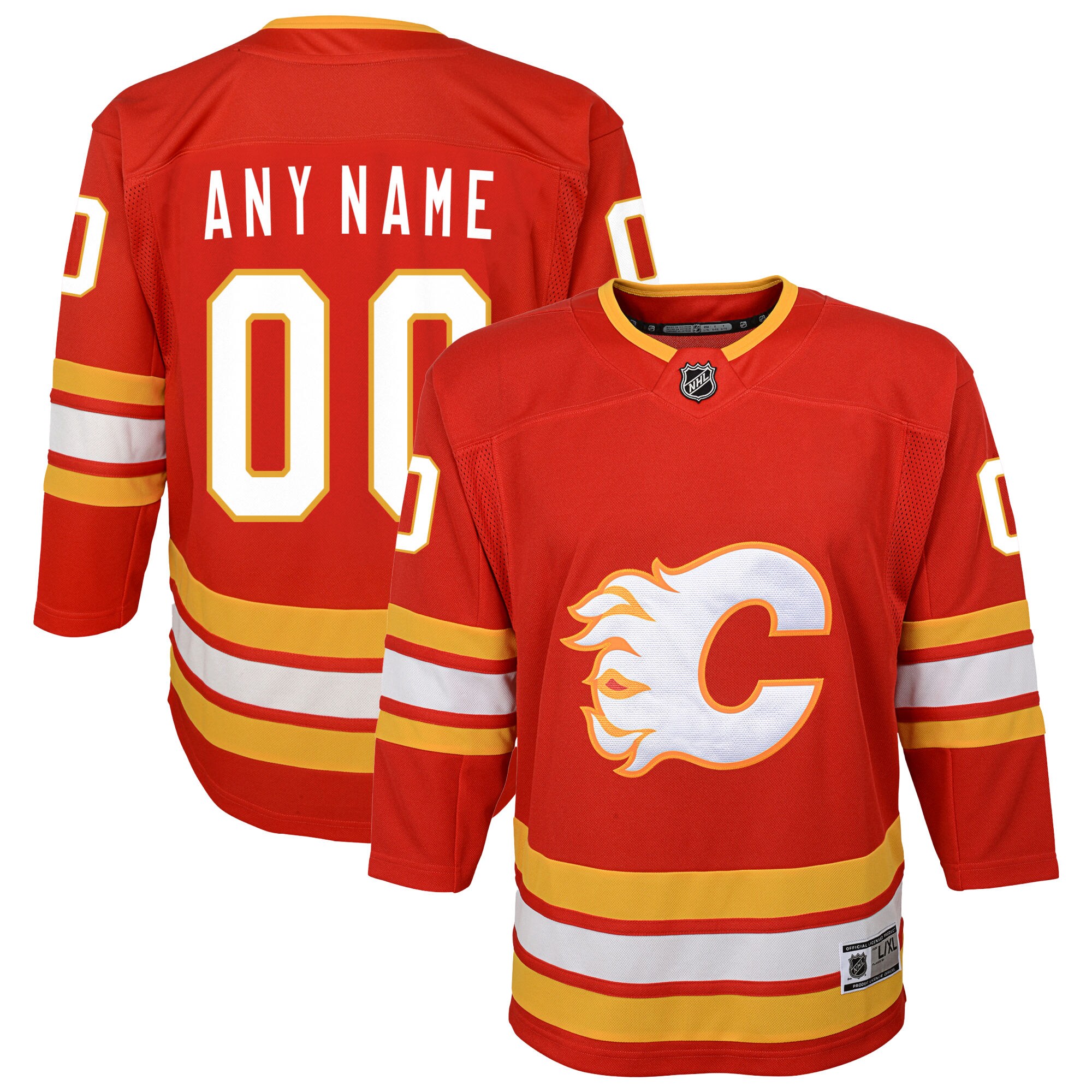 Calgary Flames Youth Home Custom Premier Jersey – Red