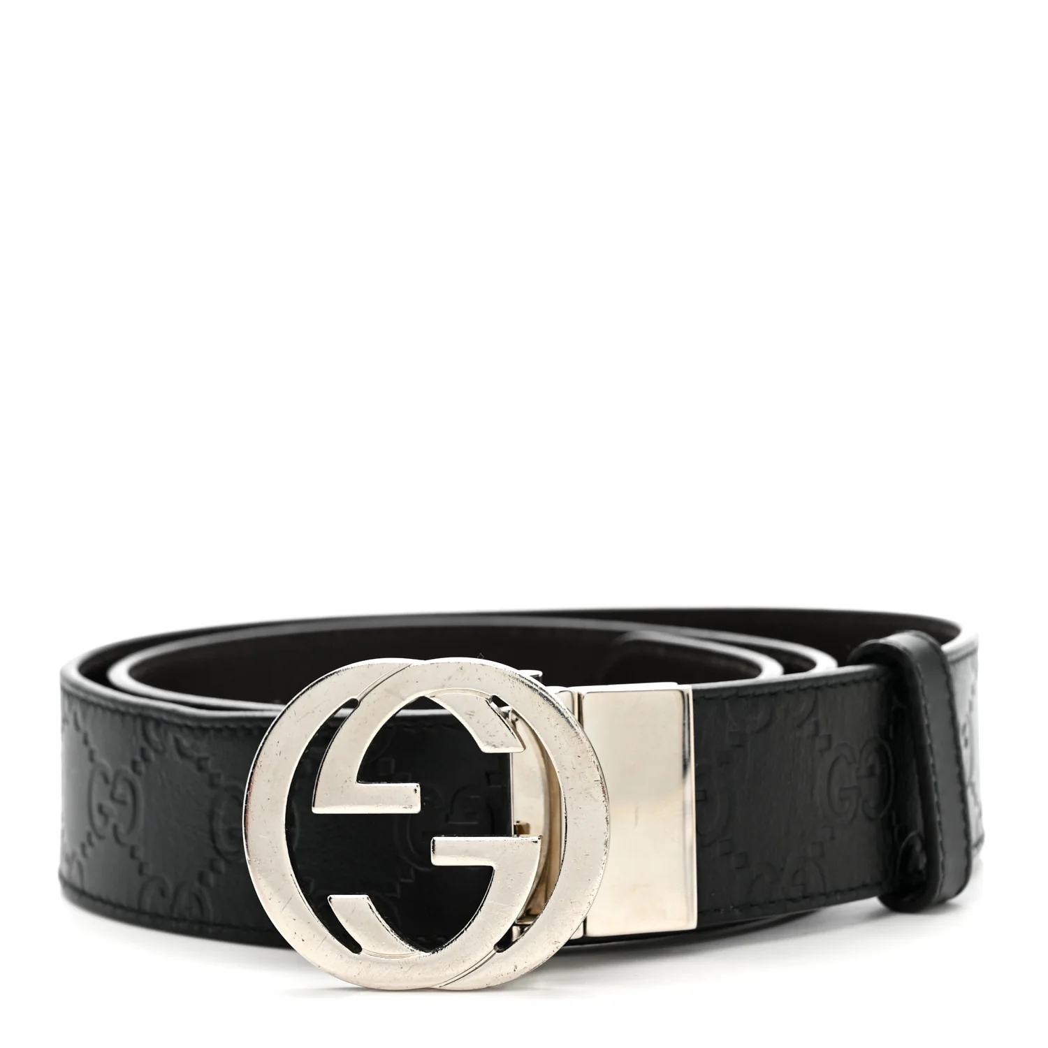 Guccissima Signature Interlocking G 37mm Belt 85 34 Black