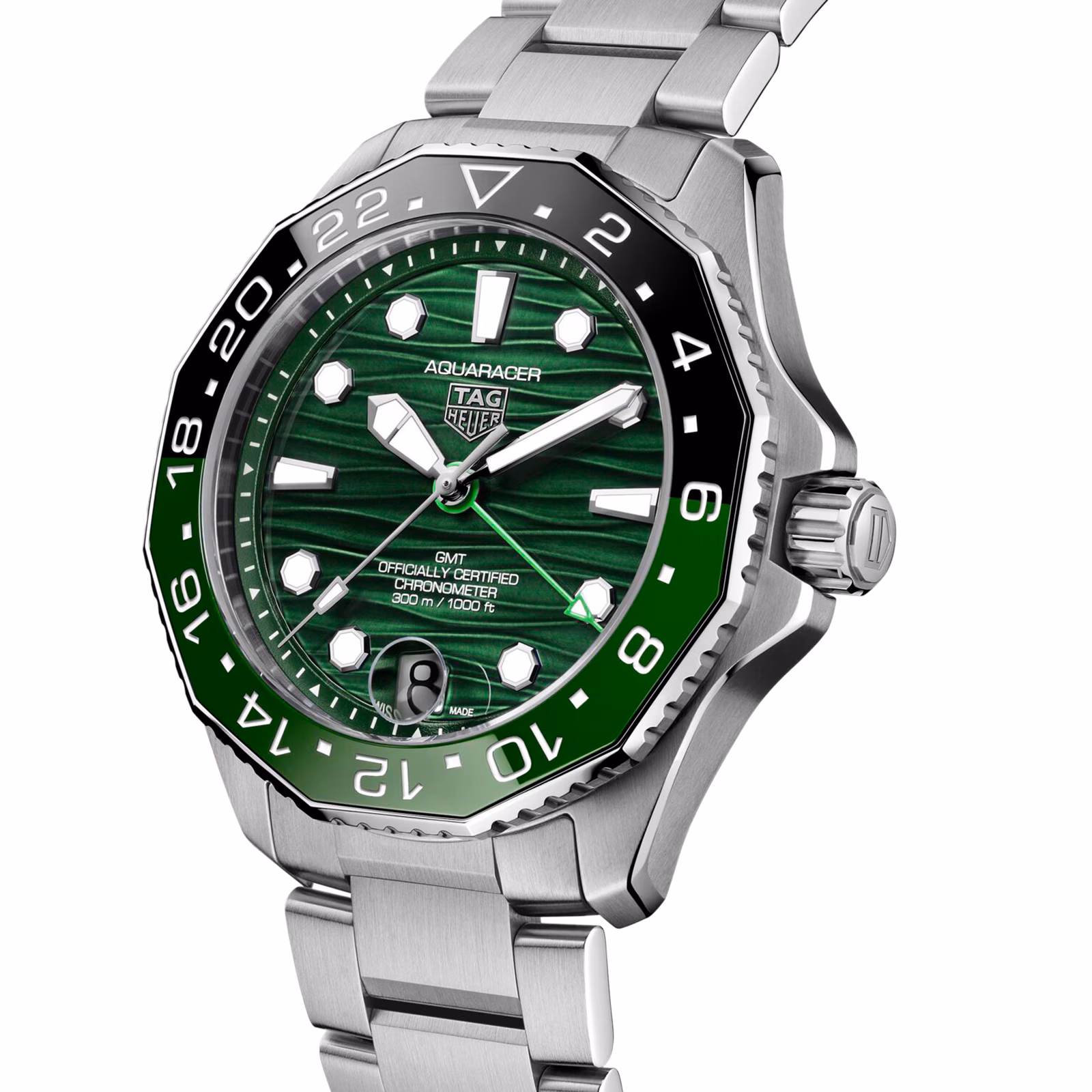 TAG Heuer Aquaracer Professional 300 GMT 42mm Mens Watch Green WBP5115.BA0013