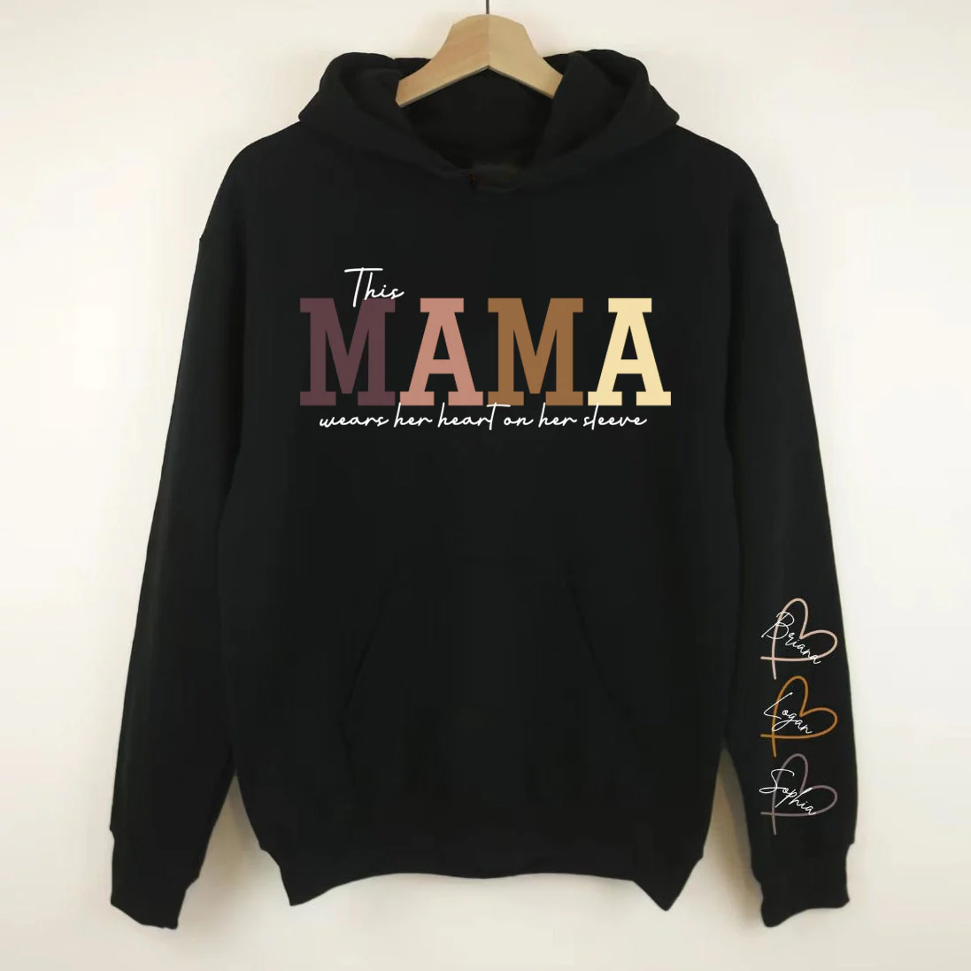 Justgratify™🔥Personalized MAMA Wears Her Heart On Her Sleeve Sweatshirt