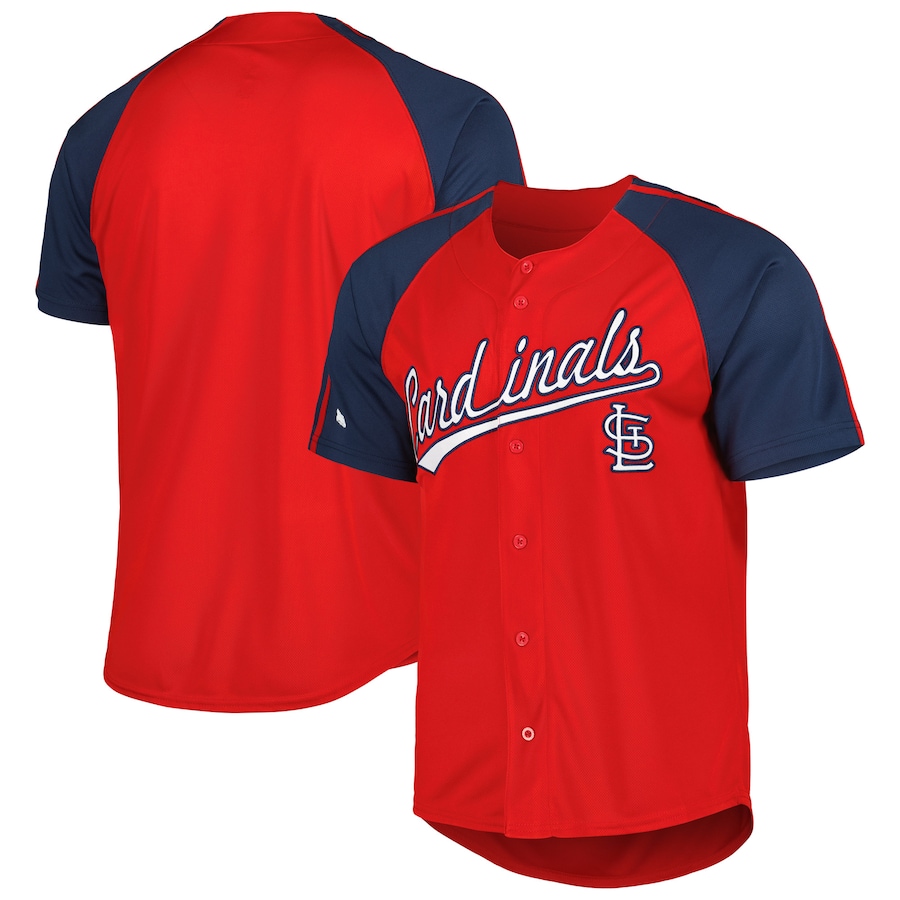St. Louis Cardinals Stitches Button-Down Raglan Fashion Jersey Red