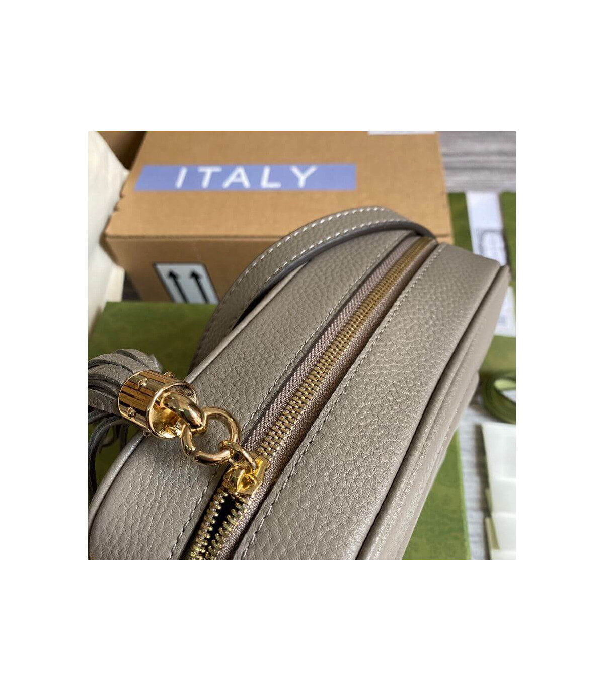 Gucci Soho Small Leather Disco Bag Grey