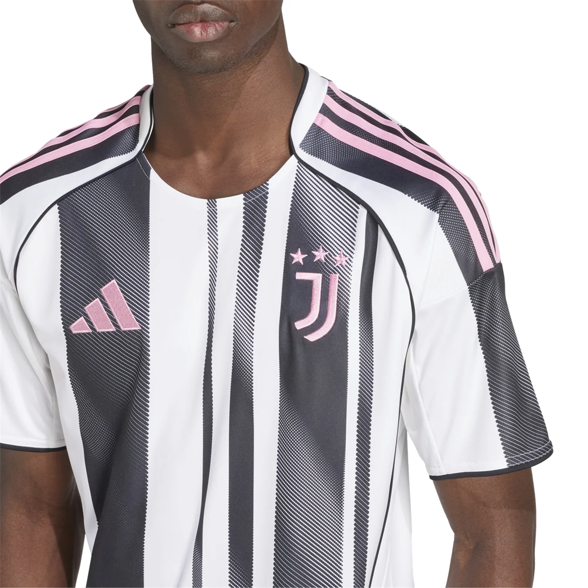 adidas Men's Juventus Weston McKennie Home Jersey w/ Serie A Patch 25/26 (White/Black/Pink)