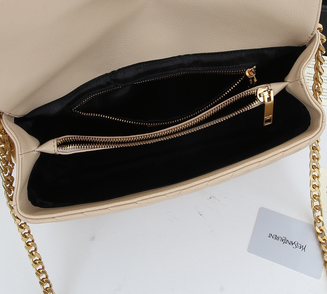 Saint Laurent College Large Chain Bag Beige 25Cm