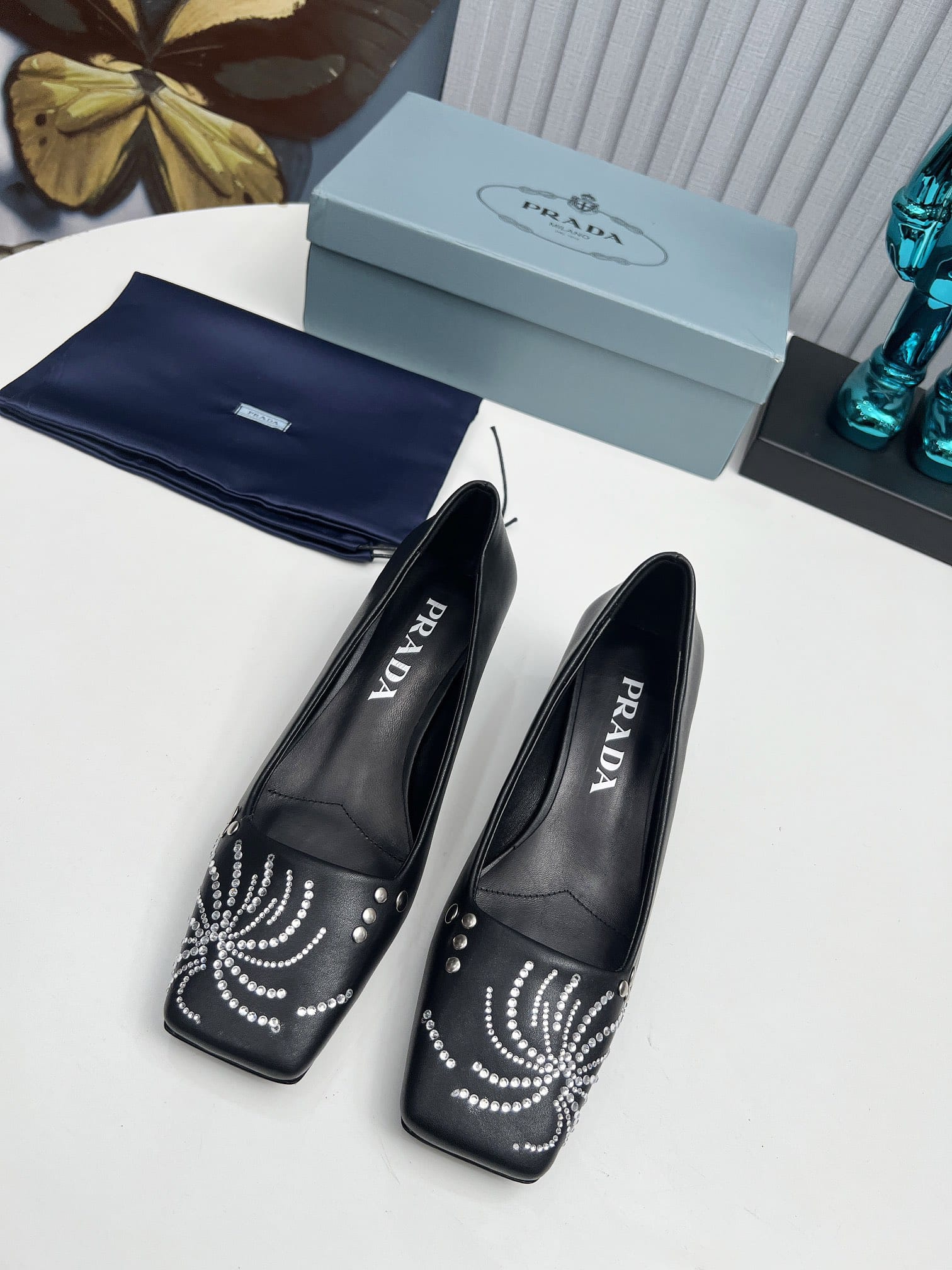 Prada Crystal Pumps Black