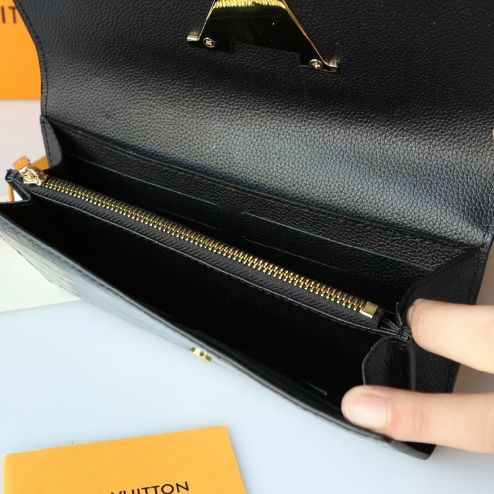 Louis Vuitton Capucines Crocodile Leather Long Wallet Black 20cm