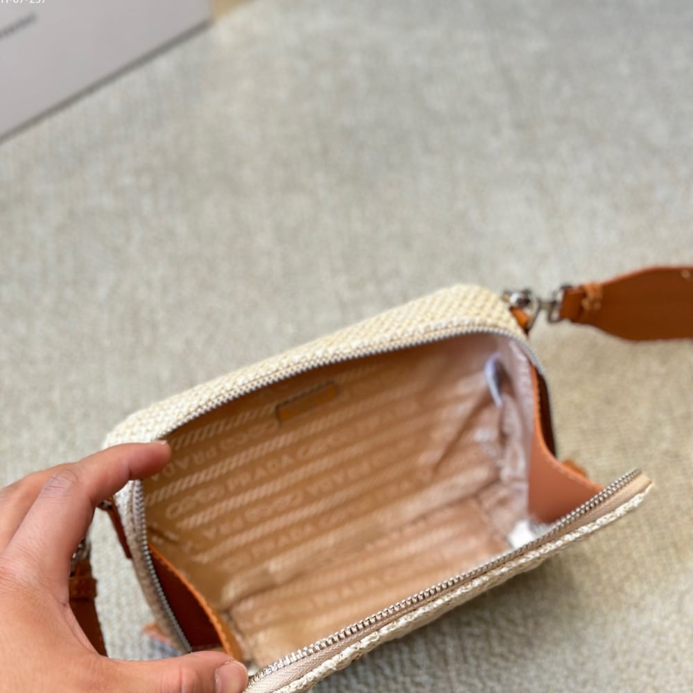 Prada Crochet Prada Brique Bag Natural 20Cm 2Vh173 2M2T F0018 V Nlo