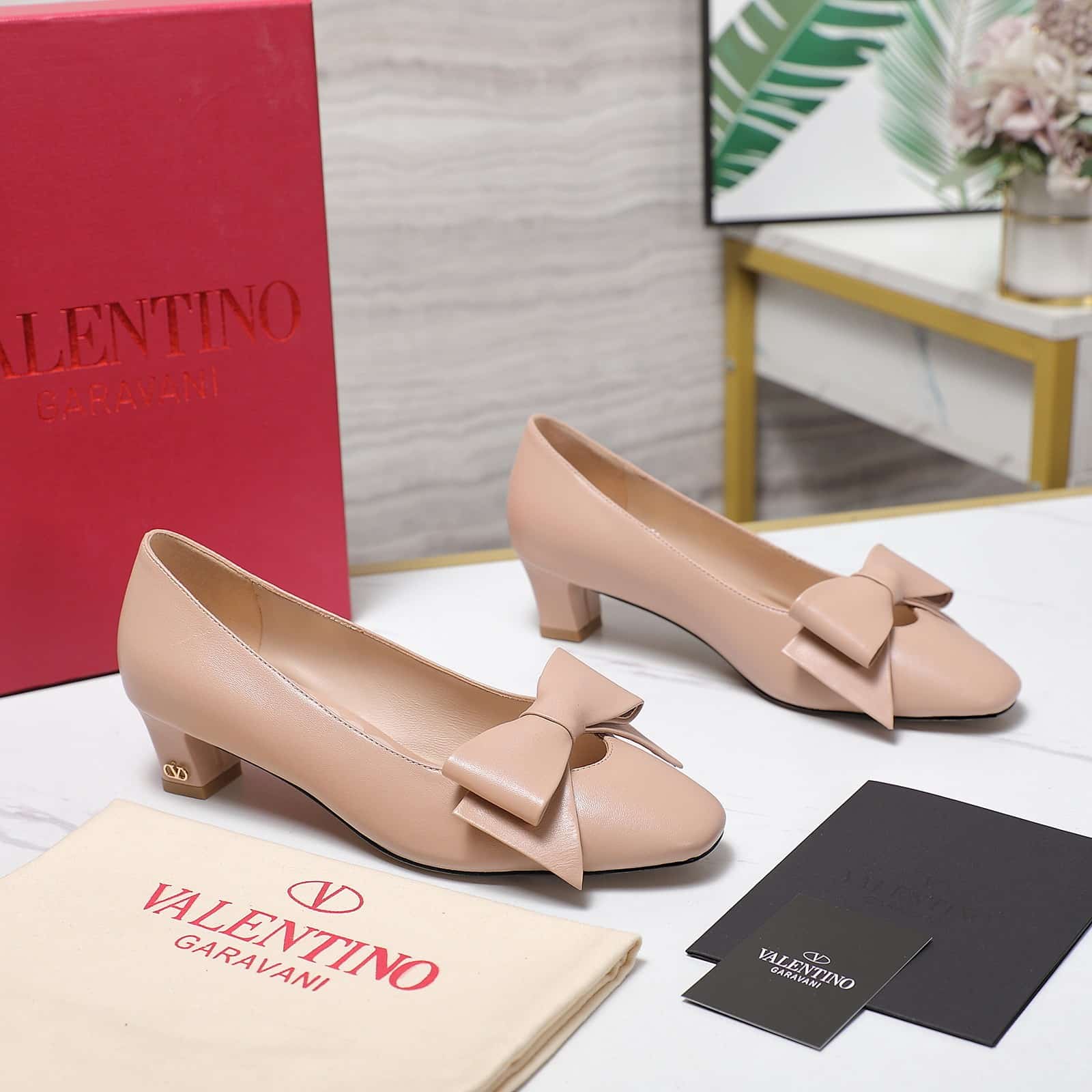 Valentino Bowow Pumps In Kidskin Water Rose 6W2S0Lb5Ddt W34
