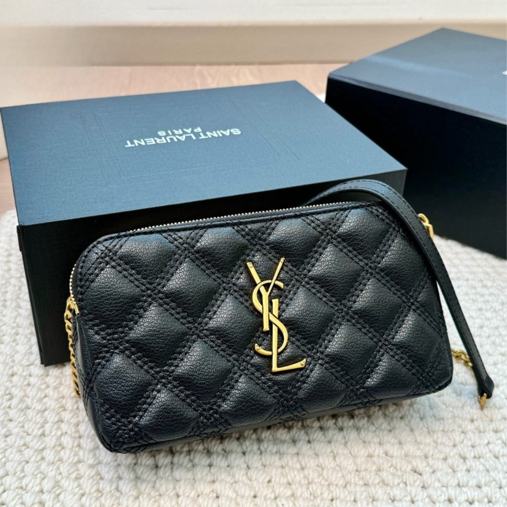 Saint Laurent Mini Becky Double Zip Bag Black 20Cm