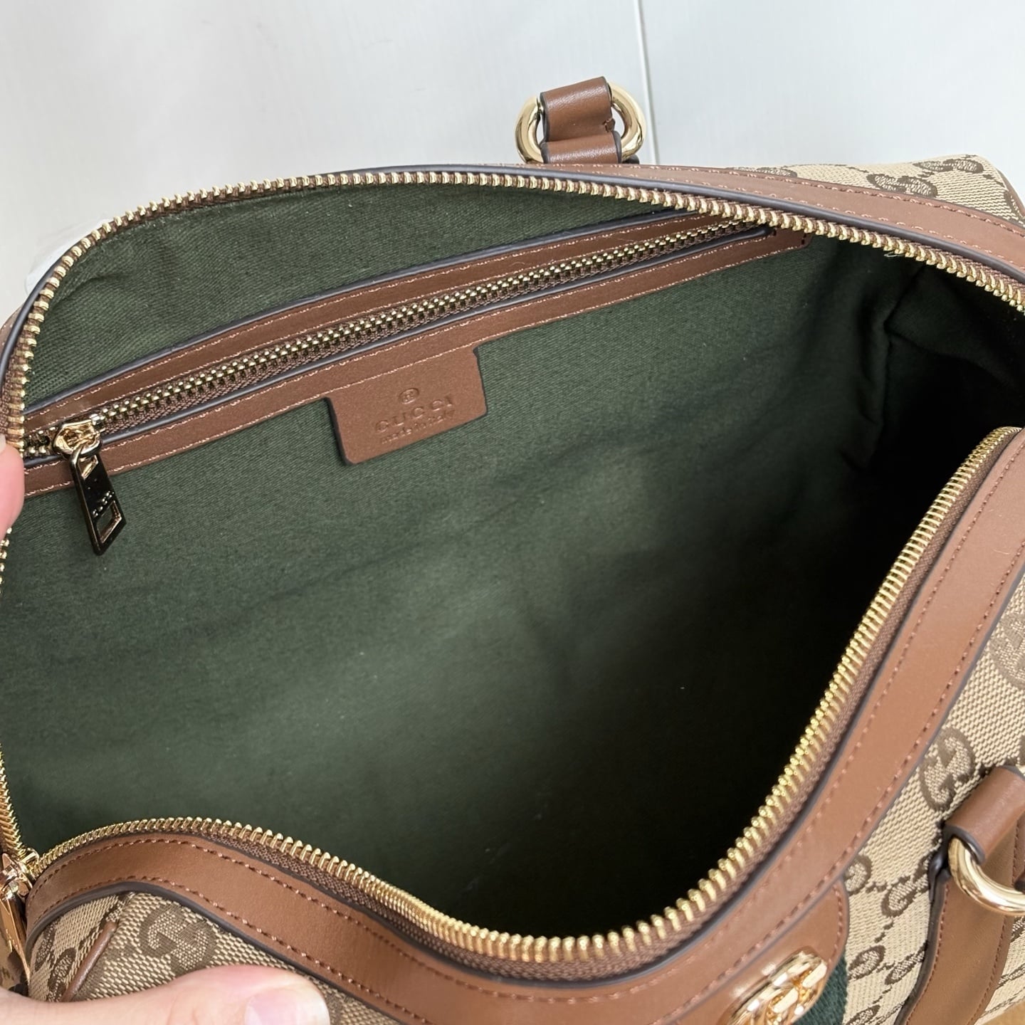 Gucci Ophidia Medium Boston Bag Beige And Brown GG Canvas 30Cm ‎857595 FAFUF 9870
