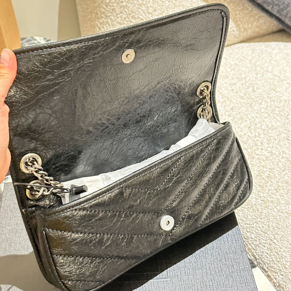 Saint Laurent Mini Matelasse Monogram Niki Bag Black 26cm