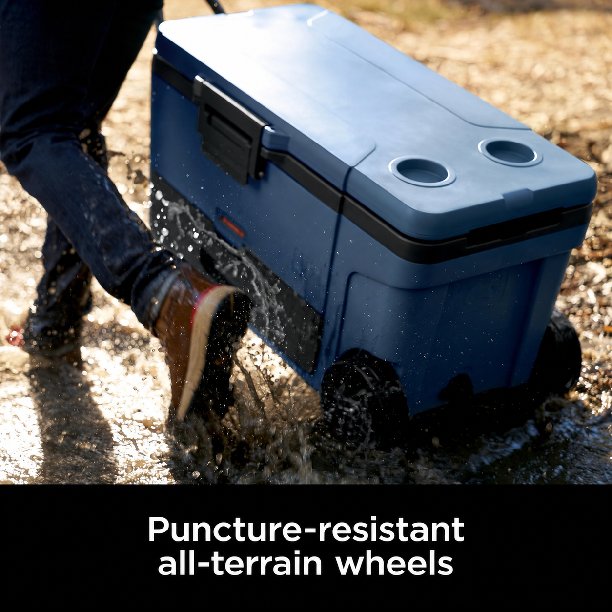 ⏰Limited-Time Deal⏰45/65QT Rolling Cooler with Dry Storage Drawer – Heavy-Duty Outdoor Ice Chest