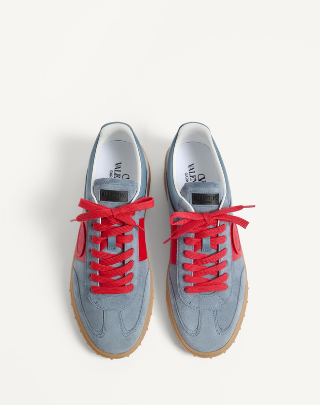 VALENTINO UPVILLAGE LOW TOP SNEAKER IN SPLIT LEATHER AND CALFSKIN NAPPA LEATHER