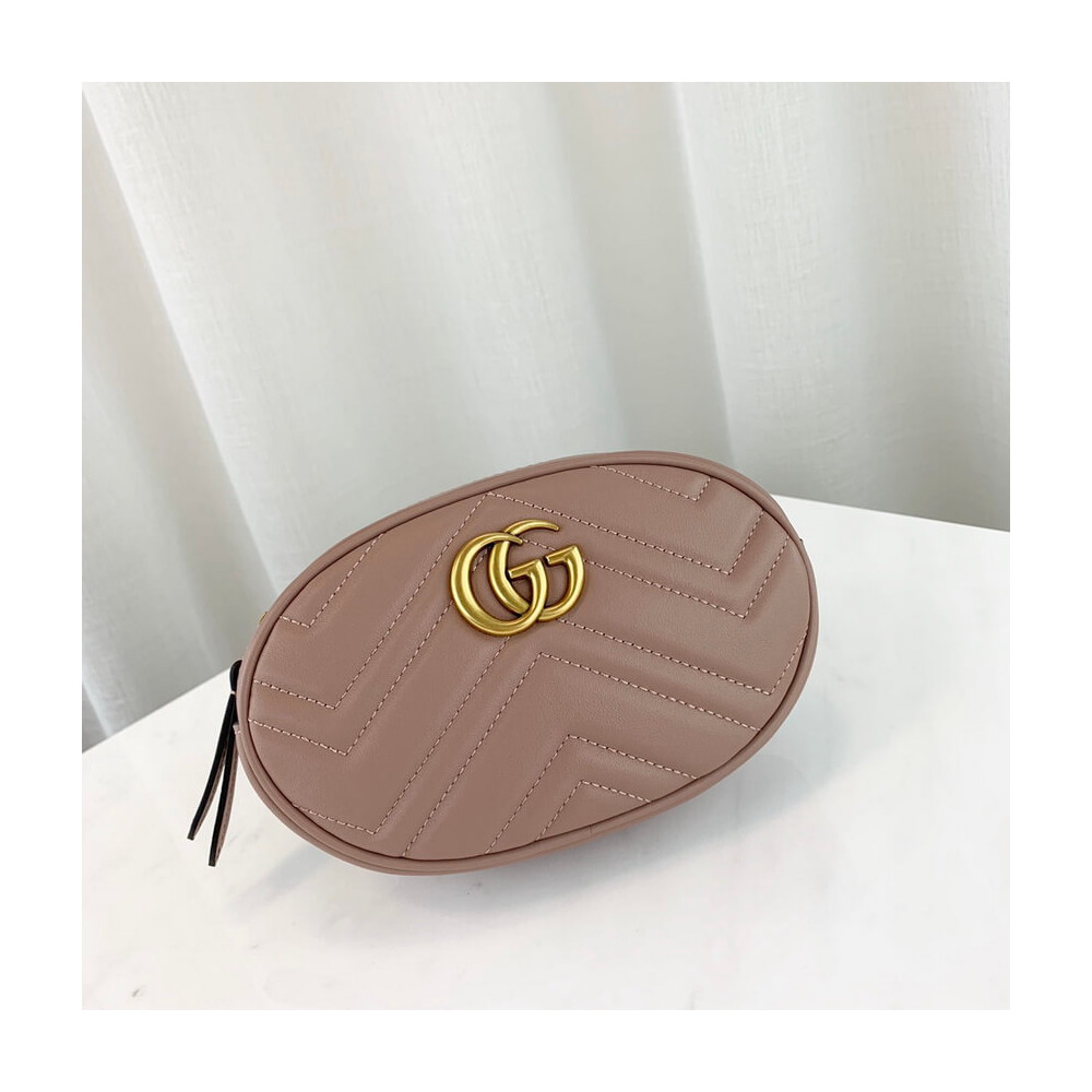 Gucci GG Marmont Matelasse Leather Belt Bag Nude Pink