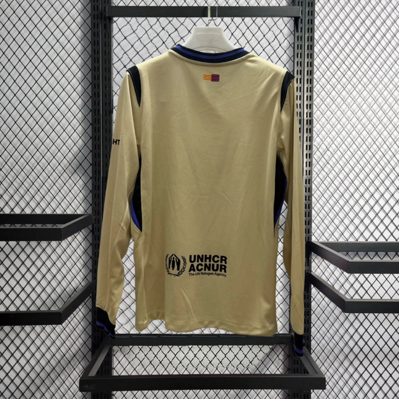 2025-26 Barcelona Away long sleeves Football jersey
