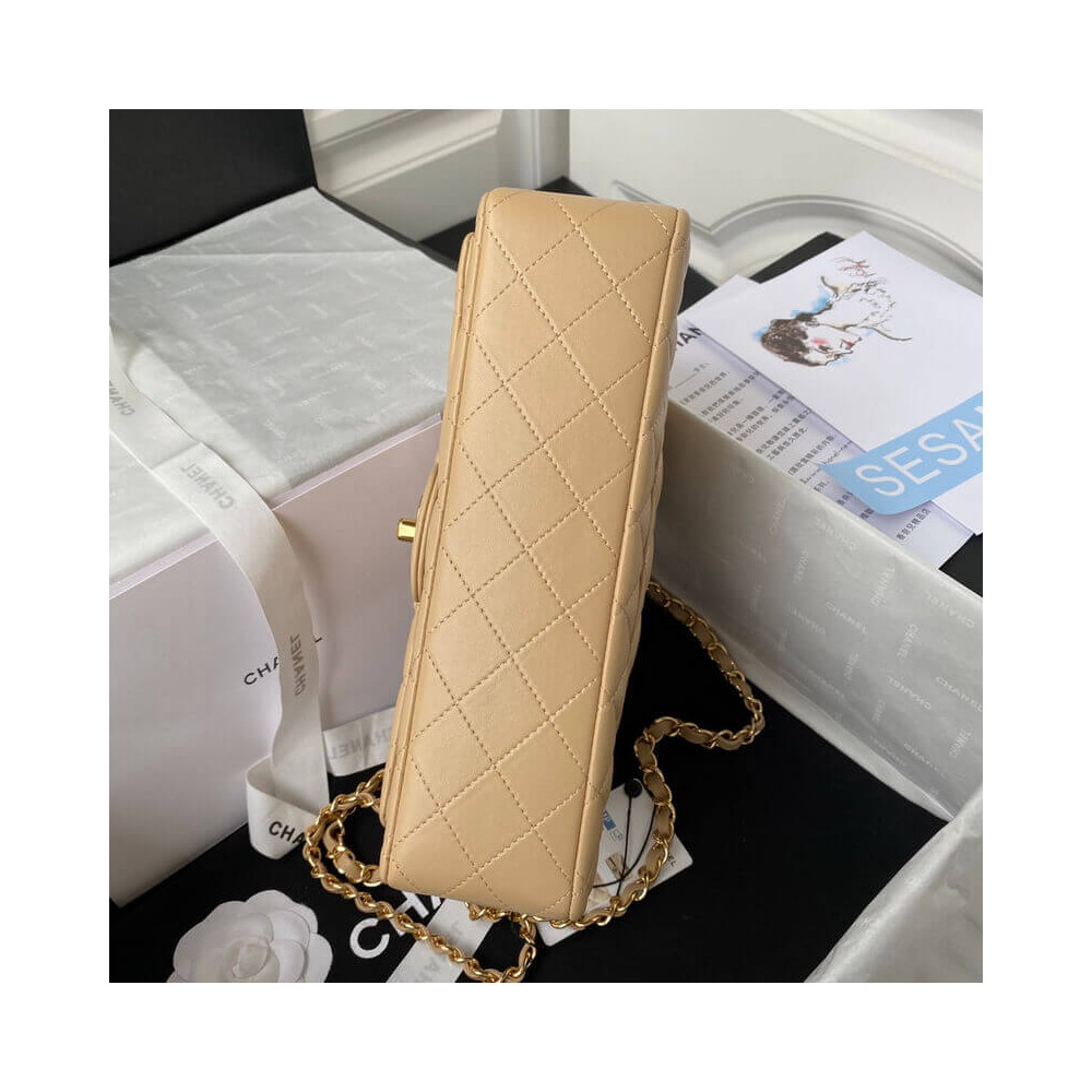 Chanel Classic Flap Bag 25 cm Beige Caviar Gold-Tone Hardware A01112