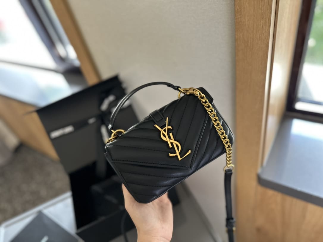 Saint Laurent College Mini Chain Bag Black 18Cm